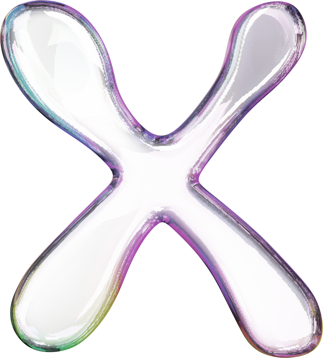 3D Liquid Transparent Modular Letter X